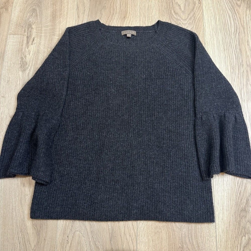 Lilla P 100% Cashmere Puff Sleeve Grey Size‎ Small Sweater. Anthropologie SOFT
